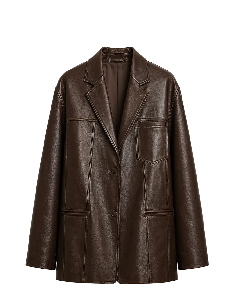 Firelady Fur Oversized Leather Blazer lambskin leather jacket product cutout