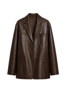 Firelady Fur Oversized Leather Blazer lambskin leather jacket product cutout