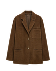 Firelady Fur Women’s Oversized Suede Blazer – Sheepskin Leather, Relaxed Fit, Lapel Colla