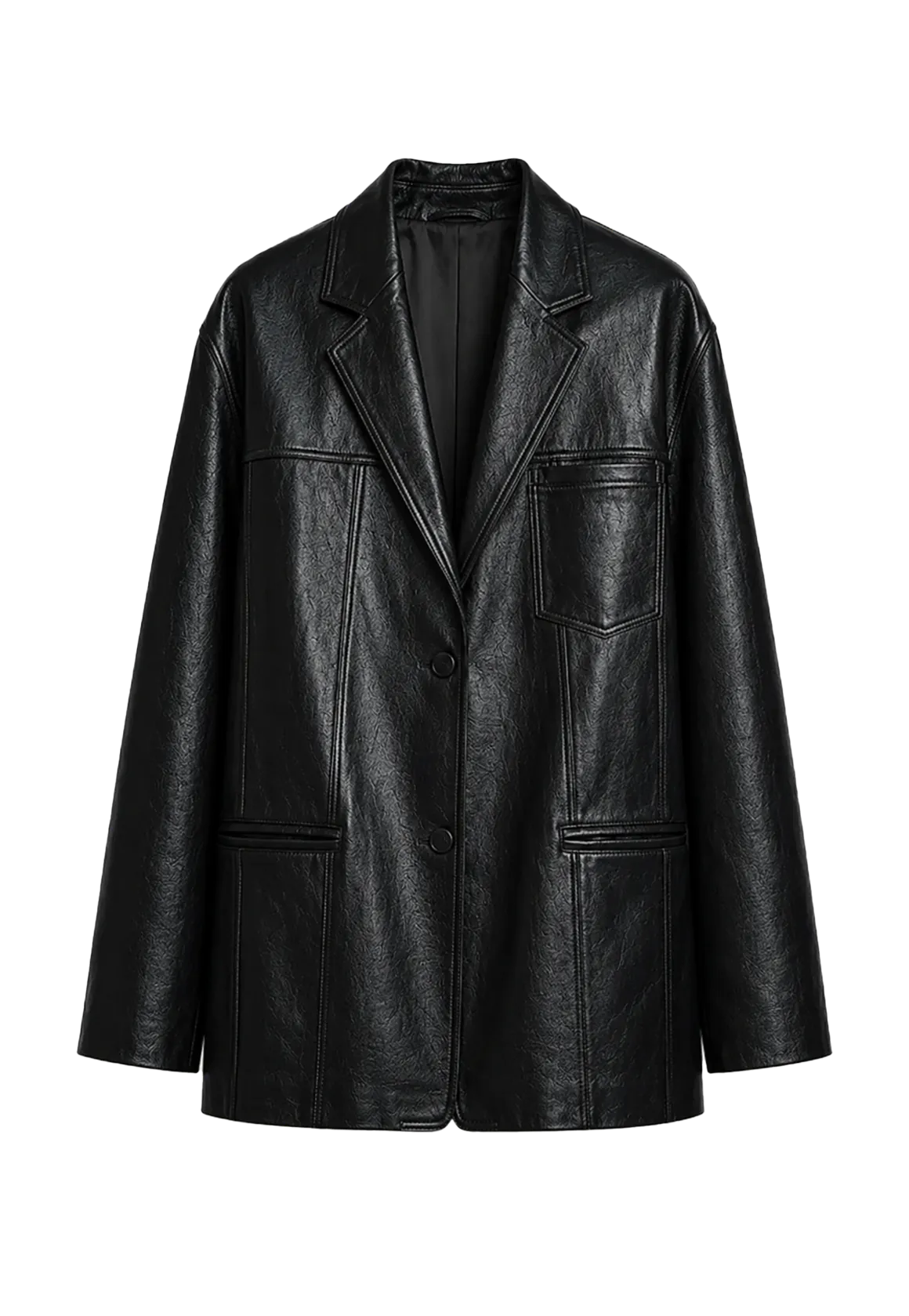 Firelady Fur Oversized Leather Blazer lambskin leather jacket alternate color cutout