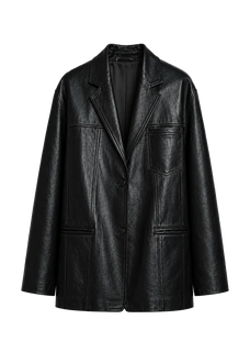 Firelady Fur Oversized Leather Blazer lambskin leather jacket alternate color cutout