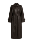 THE ARTM Women's Lambskin Leather Trench Coat - Long A-Line Raglan Sleeve Jacket