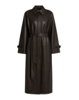 THE ARTM Women's Lambskin Leather Trench Coat - Long A-Line Raglan Sleeve Jacket
