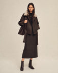 Firelady Fur Women's Goose Down Parka Coat with Detachable Toscana Shearling Fur Collar“Modern Traveler”