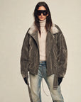 Firelady Fur Women's Goose Down Parka Coat with Detachable Toscana Shearling Fur Collar“Modern Traveler”
