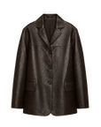 Firelady Fur Women's Lightweight Spray-Finish Sheepskin Blazer, Vintage Relaxed Fit Leather Jacket