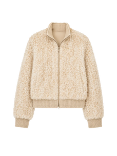 Firelady Fur Women's Rex Rabbit Fur Knit Bomber Jacket "William Cream Frost"