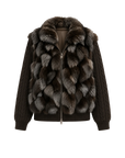 Firelady Fur Women's Saga Furs Fox Fur Jacket with Removable Wool-Knit Sleeves "Caramel Mocha"