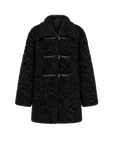 Firelady Fur Women's Sheepskin Wool Coat - Water Ripple Pattern Horn Button Mid-Length Jacket "Moro Garden"