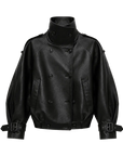 Firelady Fur Women's Turkish Lambskin Funnel Neck Leather Jacket - Weekend Street Style Short Trench Coat