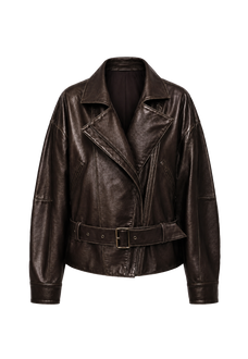 Firelady Fur Modern Queen belted lapel leather jacket product cutout