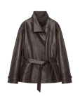 Firelady Fur Women's Vegetable-Tanned Sheepskin Belted Leather Trench Jacket "Quiet Avenue"