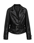Firelady Fur Women's Vintage Light Waxed Sheepskin Moto Jacket | Adjustable Waist Biker Coat