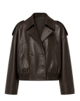 Firelady Fur Fashion Boundaries brown waxed lambskin bomber jacket product cutout
