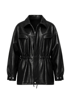Firelady Fur Time Traveler drawstring waist leather jacket alternate product cutout