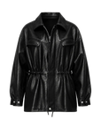 Firelady Fur Women's Waxed Lambskin Leather Jacket - Drawstring Waist Workwear Style "Time Traveler"