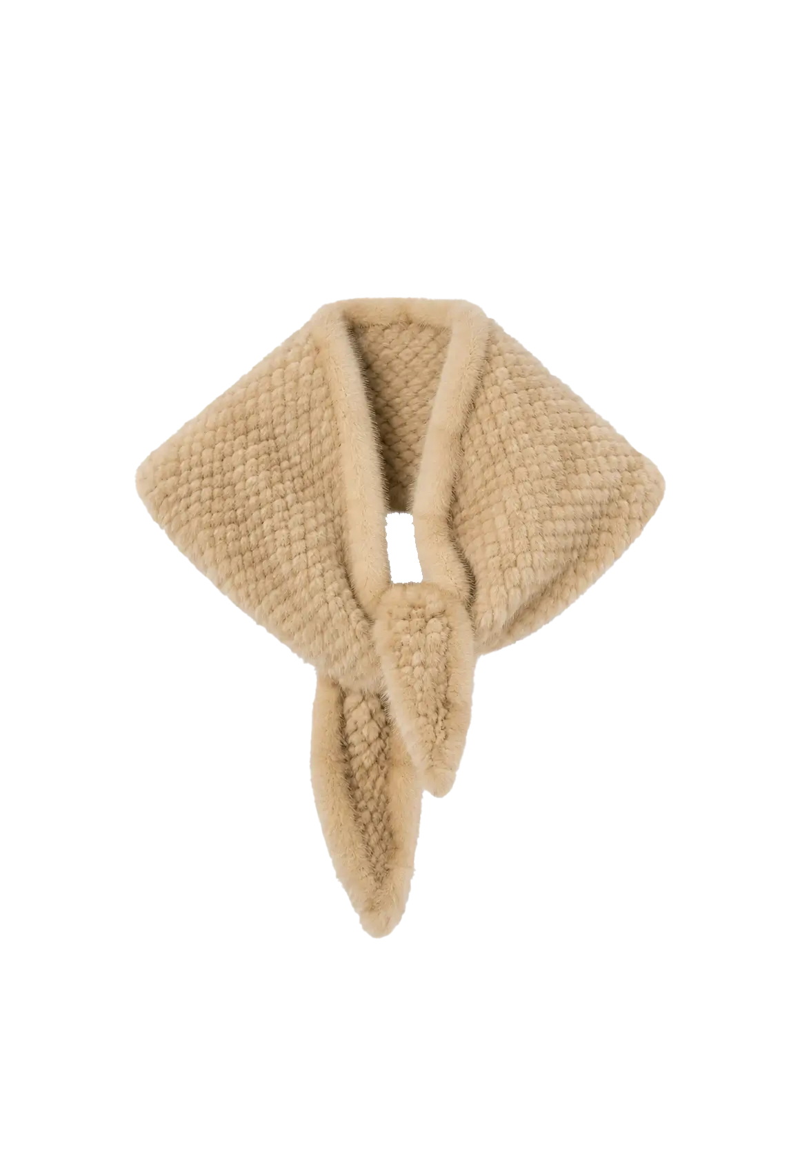 Women's mink fur triangle scarf in Beige – cutout product view | Firelady Fur