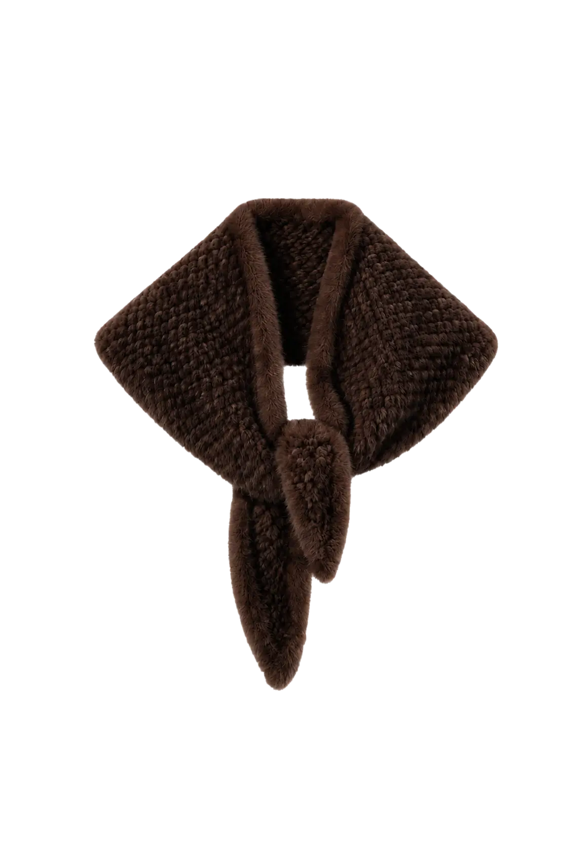 Women's mink fur triangle scarf in Raw Coffee – cutout product view | Firelady Fur