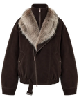 Model wearing Firelady Fur Song of the North two-tone Toscana down parka