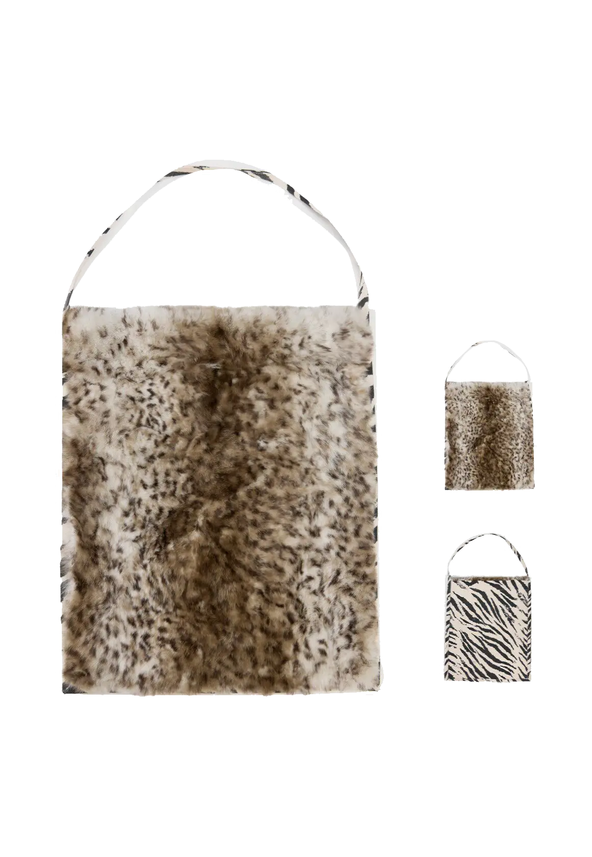 Women's rabbit fur and zebra print shoulder bag in Autumn Birch Coffee – cutout product view | Firelady Fur