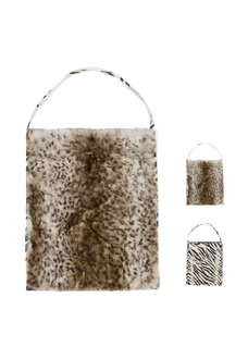 Women's rabbit fur and zebra print shoulder bag in Autumn Birch Coffee – cutout product view | Firelady Fur