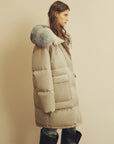 Firelady Fur Women's Down Parka with Detachable Fox Fur Collar & 90% Goose Down "Blue Winter Style"