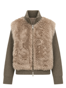 Firelady Fur Women's Italian Tuscan Shearling Coat – Detachable Knit Sleeves & Convertible Collar