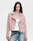 Firelady Fur Women's Leather Biker Jacket - Vintage Movie Style