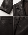 Firelady Fur Women's Lightweight Spray-Finish Sheepskin Blazer, Vintage Relaxed Fit Leather Jacket