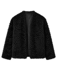 Fireladyfur Women's Black Sheepskin Jacket with Tuscan Fur"My Little Curly"