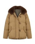 Fireladyfur Women's Down Parka with Fox Fur and Large Lapel“Street Badge”