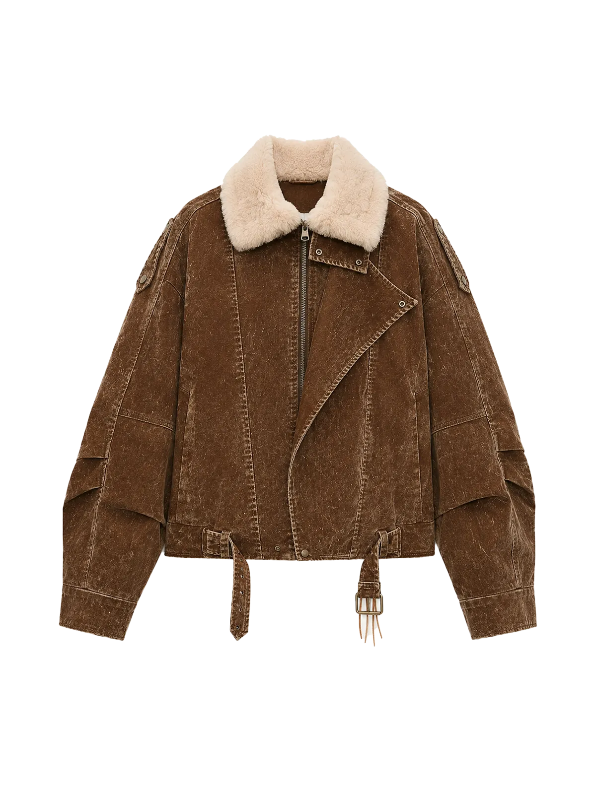 Fireladyfur Women’s Flocked Denim Goose Down Parka with Detachable Fox Fur Collar“City Travel”