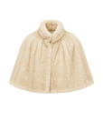 A cream-colored textured knit cape jacket with a wide collar, displayed against a solid white background.