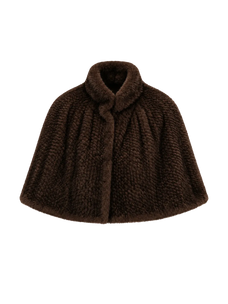 Fireladyfur Women's Handwoven Mink Fur Cape Shawl with Stand Collar “Velvet Swan”