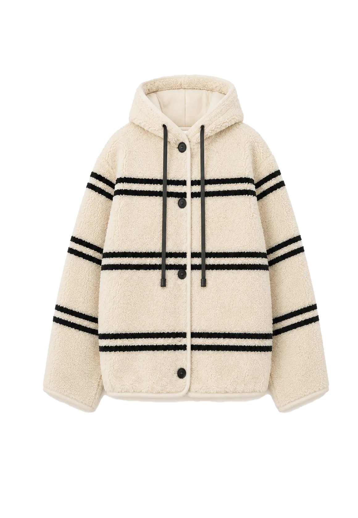 Snowy New Year Gestreifte Jacke aus Merino-Schaffell-Lammwolle