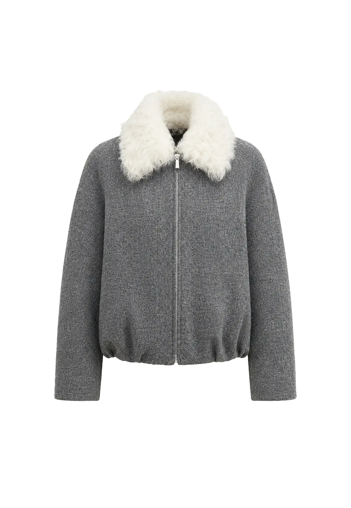 Fireladyfur Johnny dark gray parka with white Tuscan fur collar transparent product view
