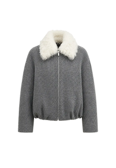 Fireladyfur Johnny dark gray parka with white Tuscan fur collar transparent product view
