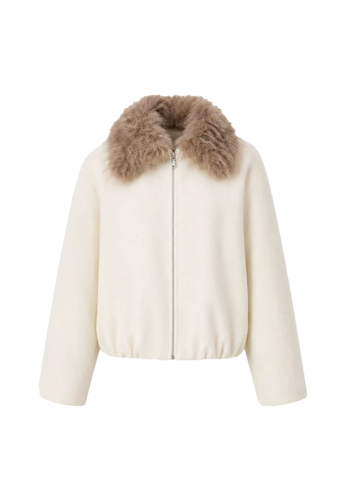 Fireladyfur Johnny off-white parka with brown Tuscan fur collar transparent product view