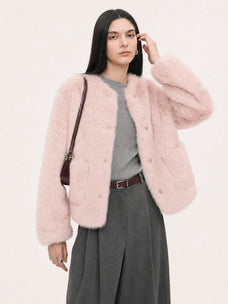 Fireladyfur Women's Pink Tuscan Sheepskin Coat“Babylon Phantom Nights”