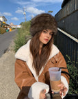 Fireladyfur Women's Reversible Genuine Mink Fur Knit Winter Hat
