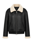 Fireladyfur Women's Shearling Coat - Casual Motorcycle Style Imported Merino Wool