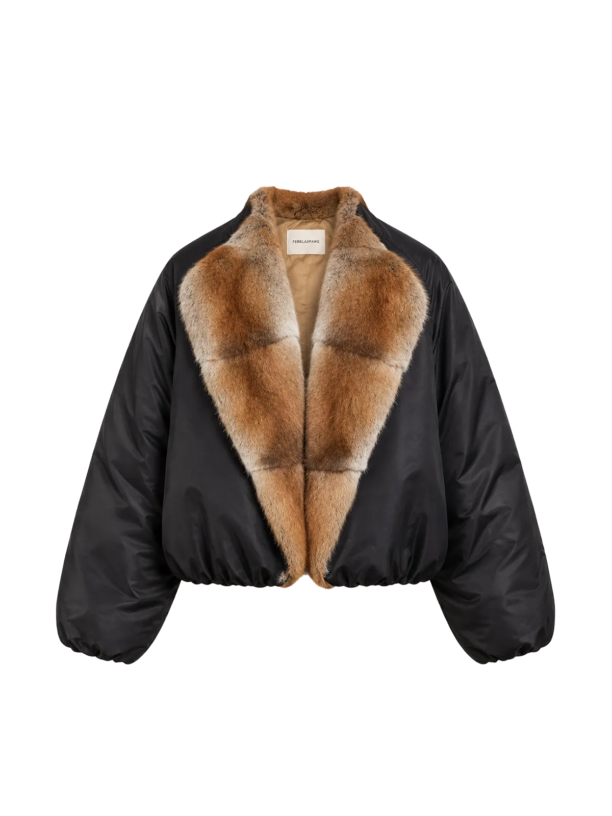 Hull Contract Kurze Parka-Jacke aus Fell mit Rundhalsausschnitt und Farbblockdesign