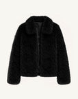 Fireladyfur Women's Soft & Warm Short Wool Sheepskin Coat“Blackmoon Berlin”