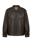 Firelady Fur Barn Feelings dark brown two-way leather jacket product cutout