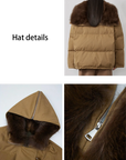 Fireladyfur Women's Down Parka with Fox Fur and Large Lapel“Street Badge”