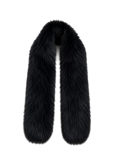 Women's extra-long black fox fur scarf in Black – cutout product view | Firelady Fur