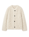 "Ghost Horse Girl" merino curly sweetheart collar fur shearing coat