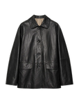 Goatskin simple and versatile retro suit-style leather windbreaker jacket "Fashionable Kosi"