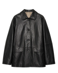 Goatskin simple and versatile retro suit-style leather windbreaker jacket "Fashionable Kosi"