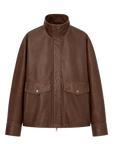 Letrans Vintage Waxed Finish Drop Shoulder Funnel Neck Cropped Leather Jacket "Canyon Sunset"